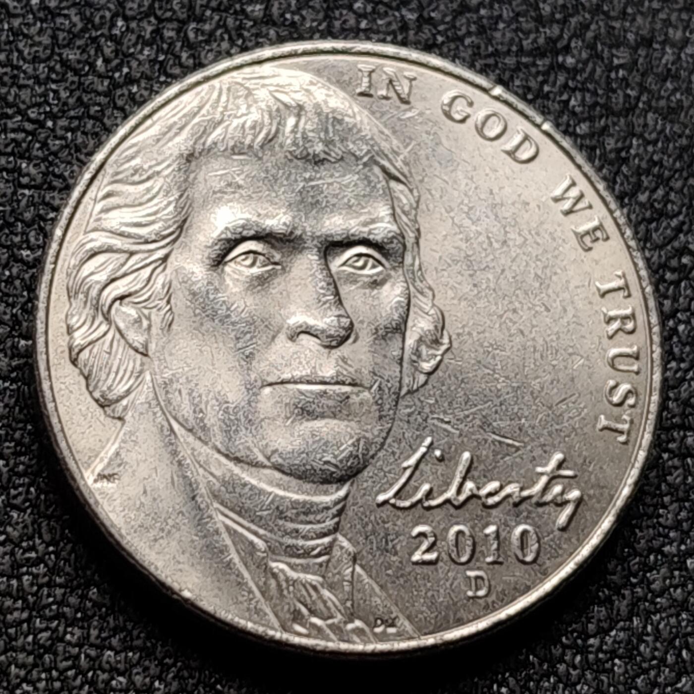 泉币菌-第118场-精品福利场 原光极美品 美国2010年5美分纪念币 杰斐逊 及 故居蒙蒂塞洛庄园 21mm 