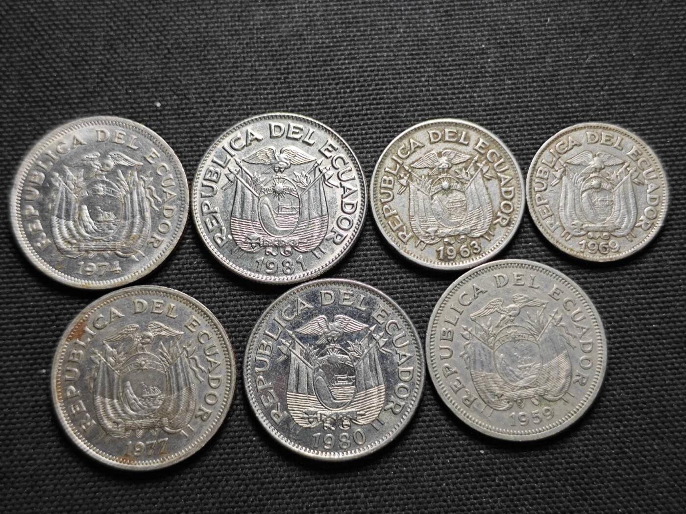 KK钱币收藏小铺  第359场  2月预留时间 周末发货  厄瓜多尔一组7枚