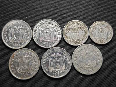 KK钱币收藏小铺  第359场  2月预留时间 周末发货 -  厄瓜多尔一组7枚