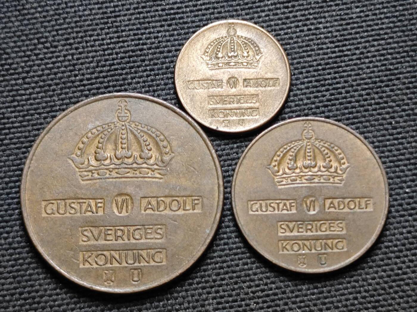 KK钱币收藏小铺  第359场  2月预留时间 周末发货  瑞典大小面值铜币3枚
