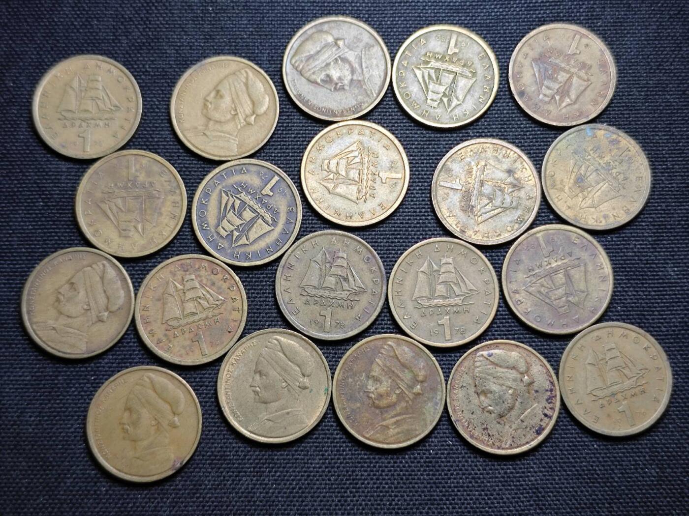 KK钱币收藏小铺  第359场  2月预留时间 周末发货  希腊1德拉克马铜币一组20枚