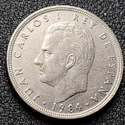 泉币菌-第118场-精品福利场 - 西班牙1984年 5比塞塔镍币 卡洛斯一世 23mm  西班牙国徽
