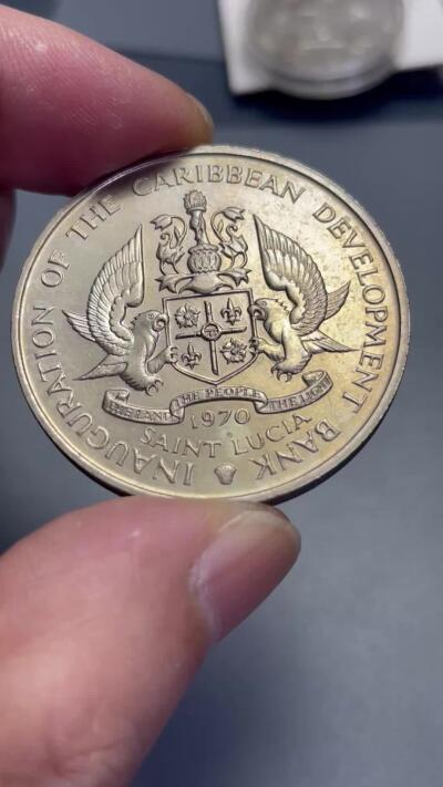 回流1115 圣卢西亚1970年4元大铜镍币 FAO系列名誉品 香蕉币 稀少品种 全新品相