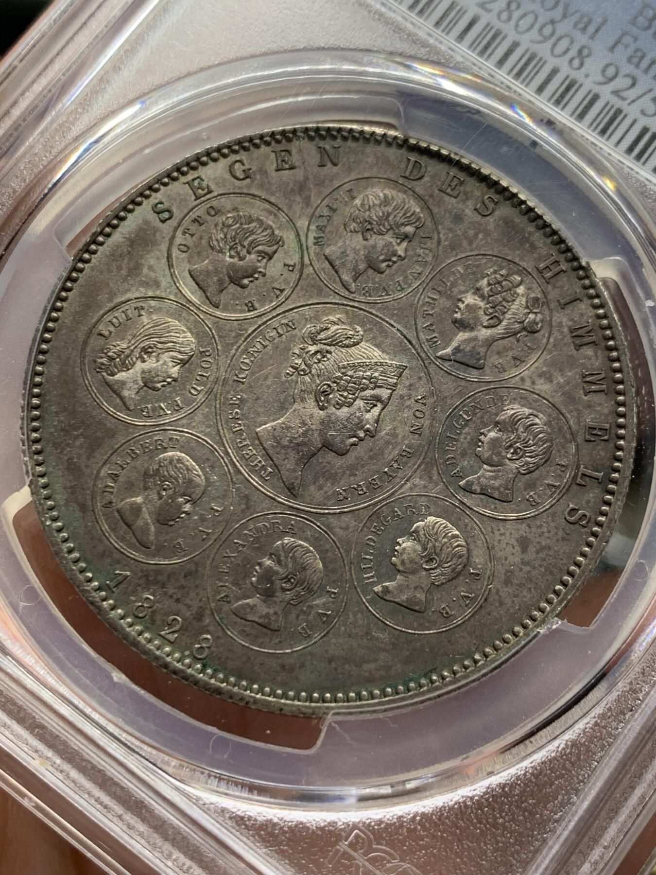 《竞宝斋》第433场 周日，周一 2场连拍 （全场包邮） PCGS AUD 德国 1828年巴伐利亚祝福王室历史协定泰勒 底板细腻 包浆也很不错 感觉错杀了