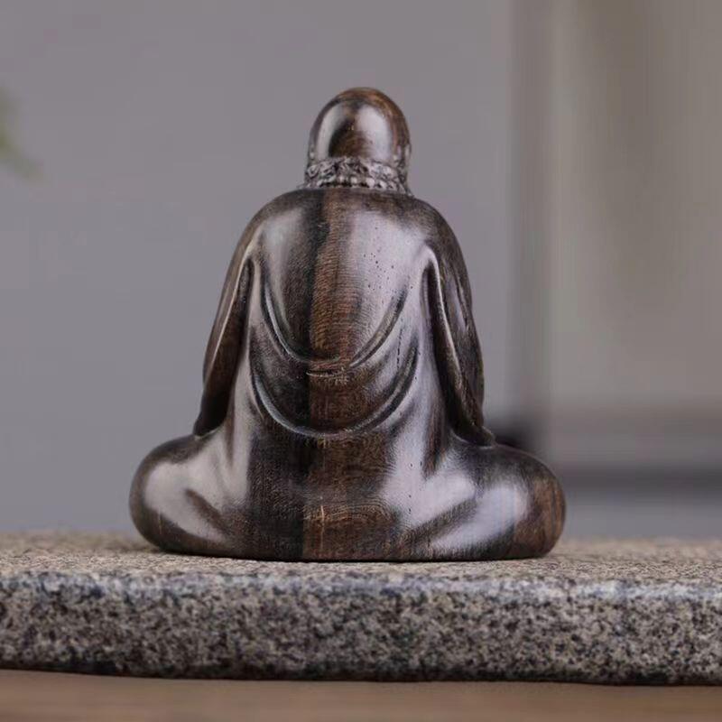 听雨轩 （十二）精品木雕 核雕 加里曼丹沉香木精工雕刻 达摩祖师摆件7-8cm