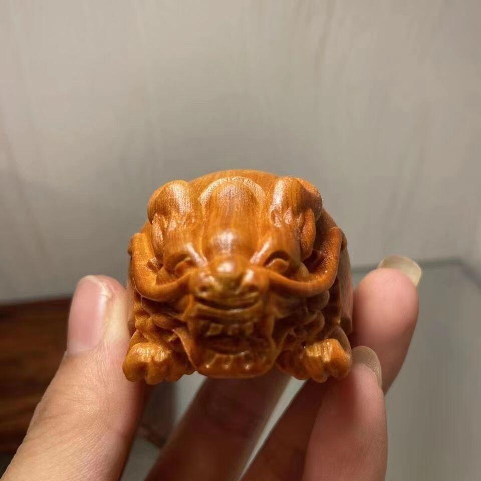 听雨轩 （十二）精品木雕 核雕 崖柏木雕龙龟手把件