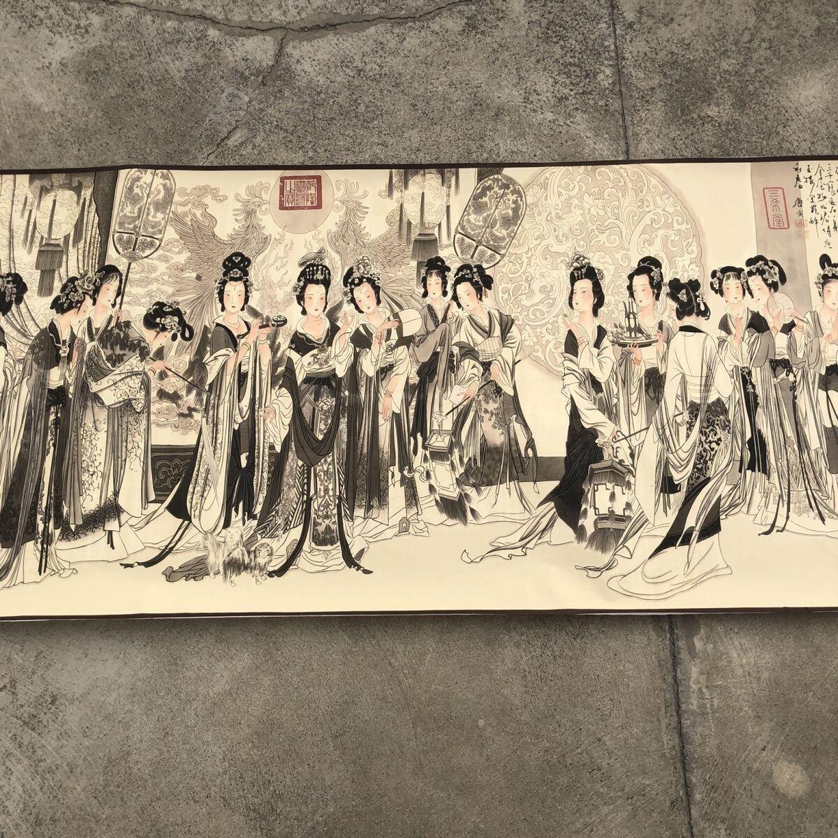 听雨轩（10） 名家名画中堂挂画（一） 唐寅 贵妃夜宴图 