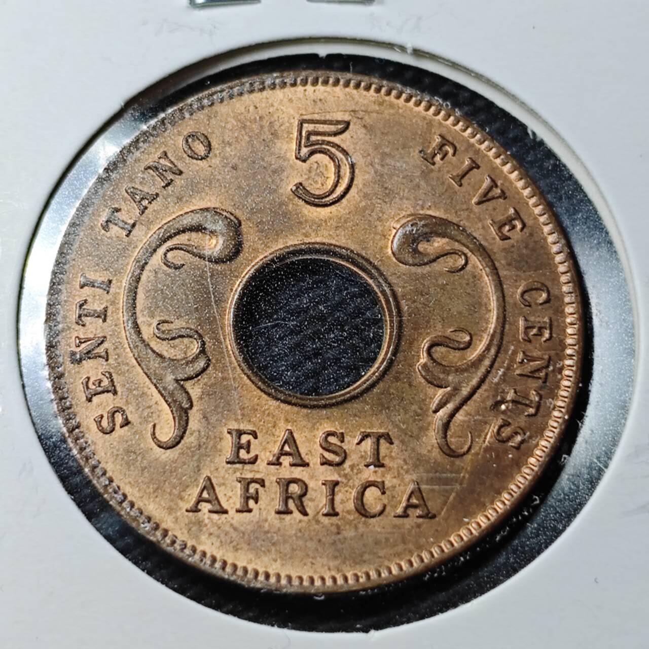 KK钱币收藏小铺  第360场  2月预留时间 周末发货 1964英属东非5分铜币 