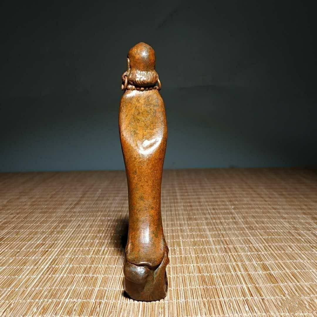 听雨轩 （十二）精品木雕 核雕 复古实心合金铜 达摩祖师香插摆件1.5*3.3*9.7cm   105g