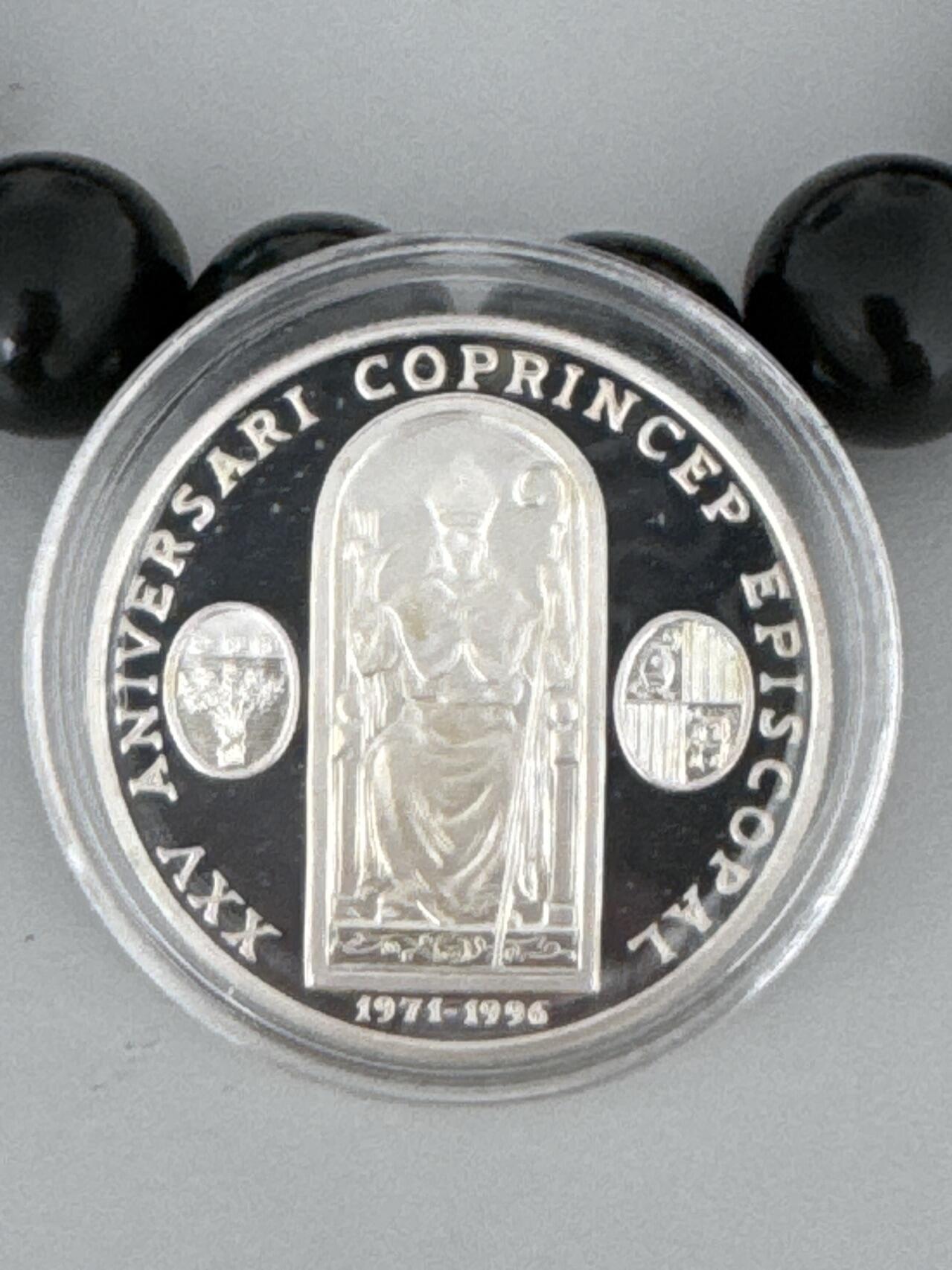 ❤️【币观天下】❤️ 第329期钱币拍卖- 2025.10.31周五晚上6点半场-长期征集拍品 1盎司安道尔1996年阿兰尼斯主教暨王子登基25年精制纪念银币925银31.47克直径38.61毫米