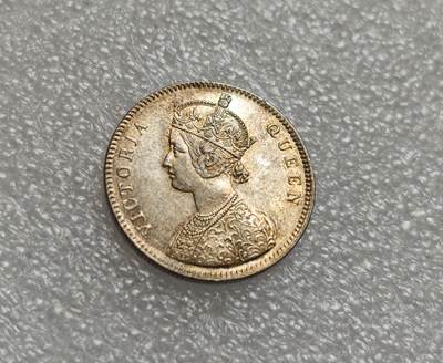 瓶子🏺第214期拍卖会 -  英属印度1862年维多利亚印度皇帝装1卢比银币  带光带粉彩