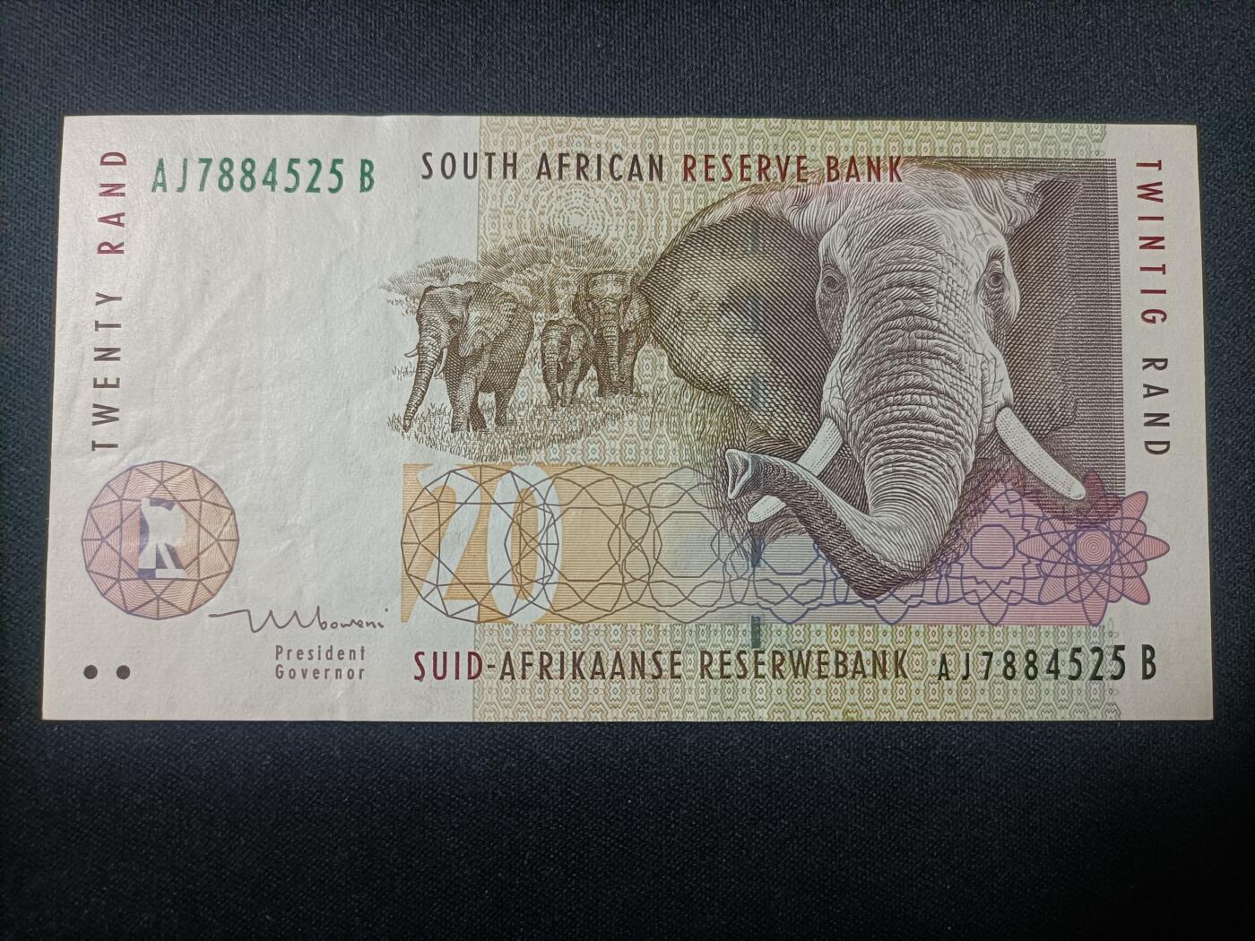 【游宝拍卖】乙巳蛇年82期  南非-20兰特【流通品相 荧光反应详图3】