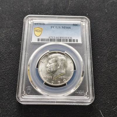 【全场包邮】纯粹捡漏拍473场（免费代拍第10场） - 【收藏级】美国1970年肯尼迪50分银币-PCGS MS66