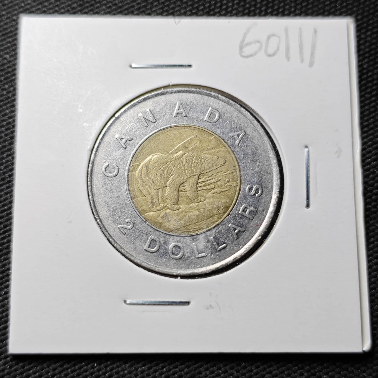 KK钱币收藏小铺  第360场  2月预留时间 周末发货  加拿大2元双色币