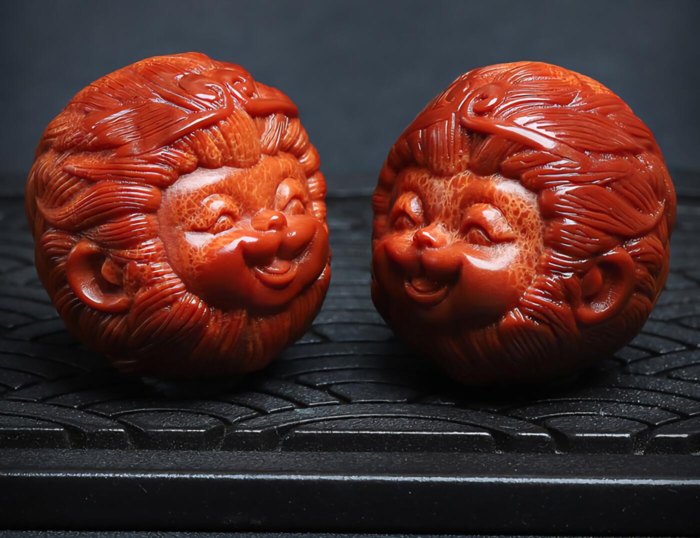 听雨轩 （十二）精品木雕 核雕 巴西橄榄核Q版萌孙悟空手球 35mm