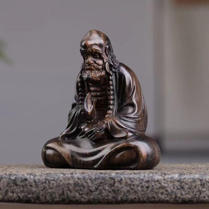 听雨轩 （十二）精品木雕 核雕 加里曼丹沉香木精工雕刻 达摩祖师摆件7-8cm