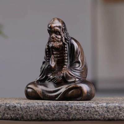 听雨轩 （十二）精品木雕 核雕 - 加里曼丹沉香木精工雕刻 达摩祖师摆件7-8cm