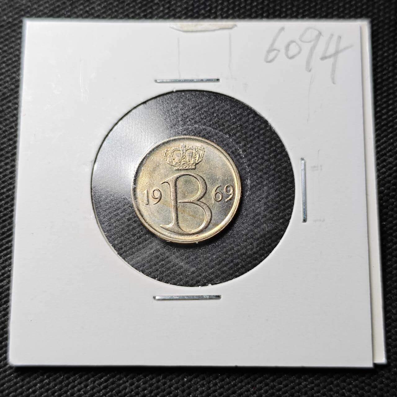 KK钱币收藏小铺  第360场  2月预留时间 周末发货  1969比利时25分 好品