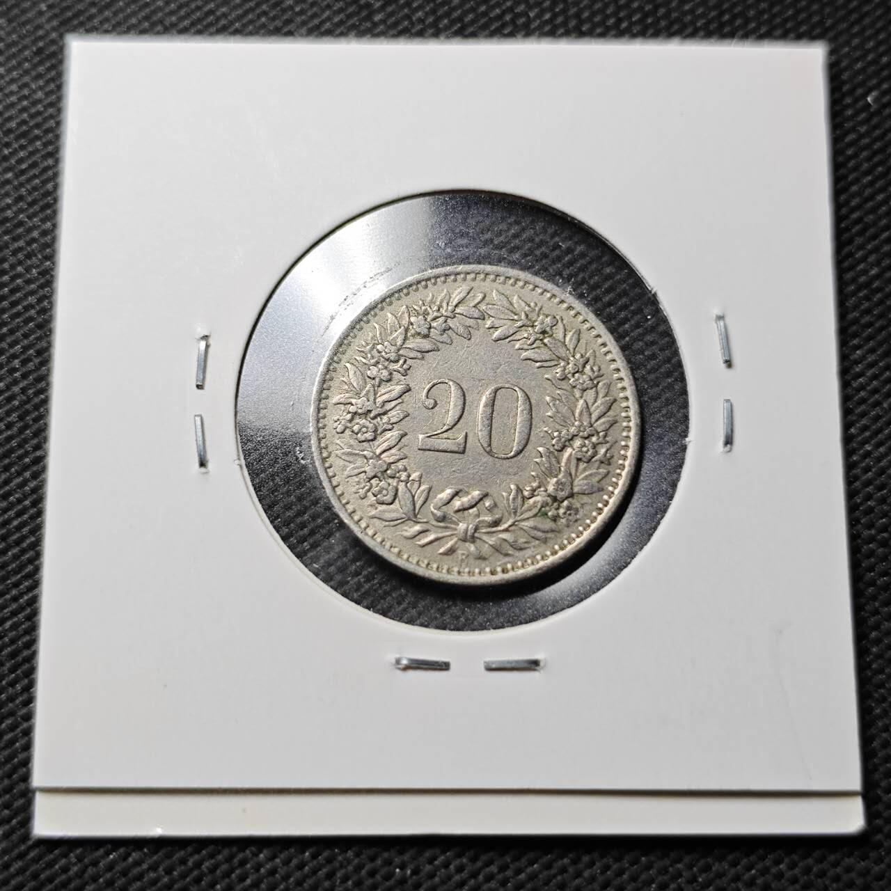 KK钱币收藏小铺  第360场  2月预留时间 周末发货 1947瑞士20分 