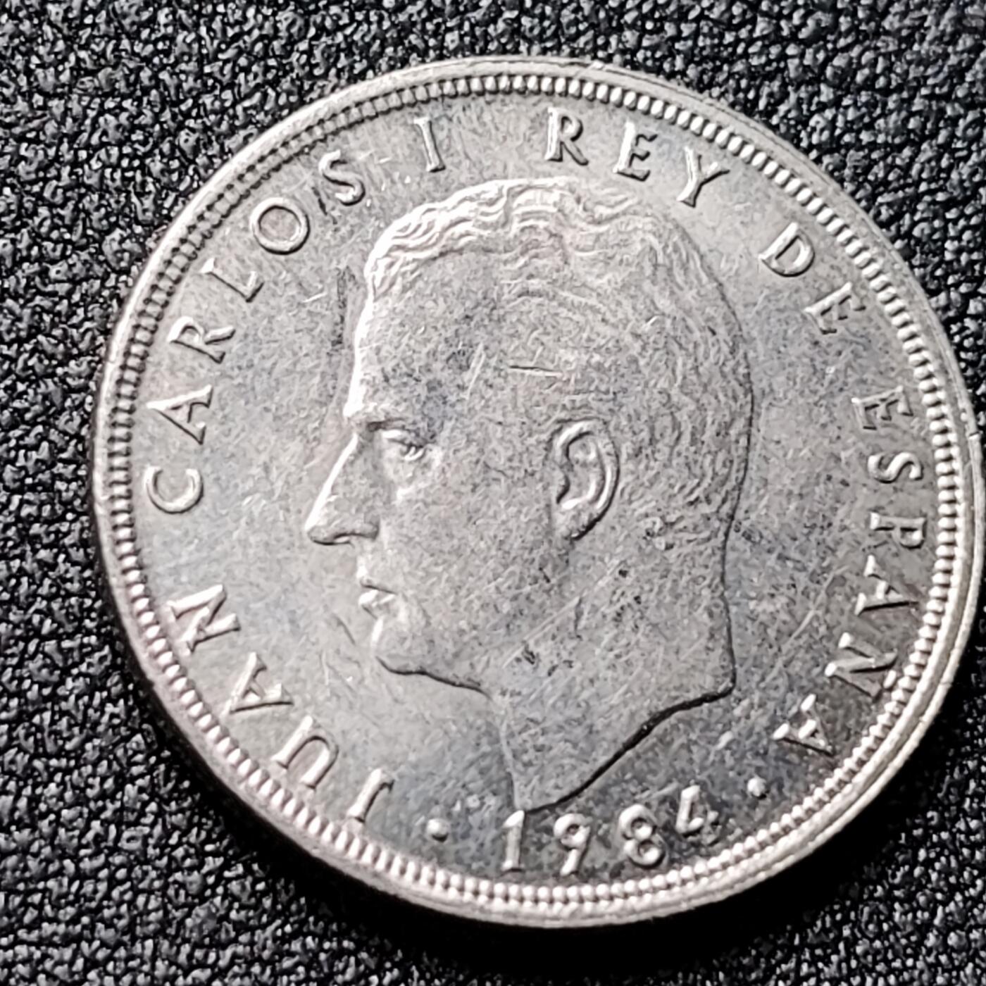 泉币菌-第119场-精品福利场 西班牙1984年 5比塞塔镍币 卡洛斯一世 23mm  西班牙国徽