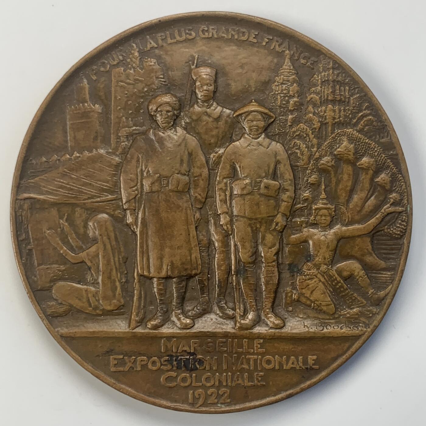 掌中浮雕-藏着的欧洲第039场 1922年法国马赛全球殖民大会实发奖章，67mm，原盒