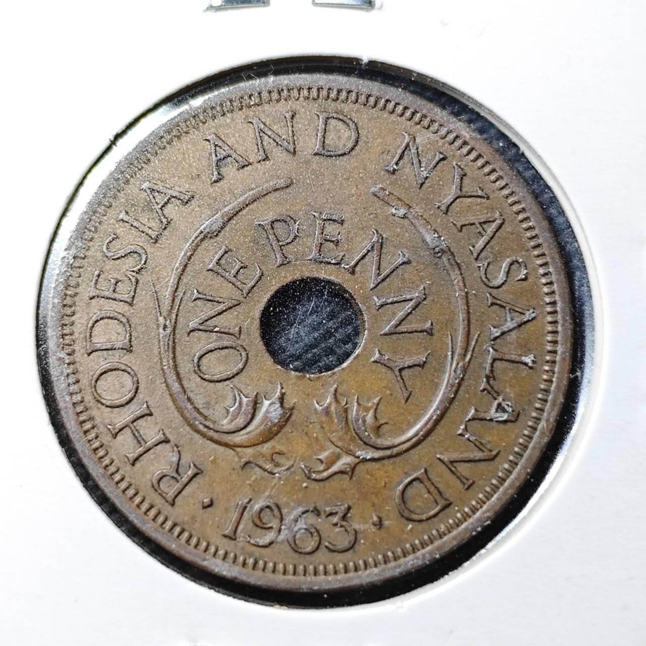 KK钱币收藏小铺  第360场  2月预留时间 周末发货  1963罗得西亚1便士铜币