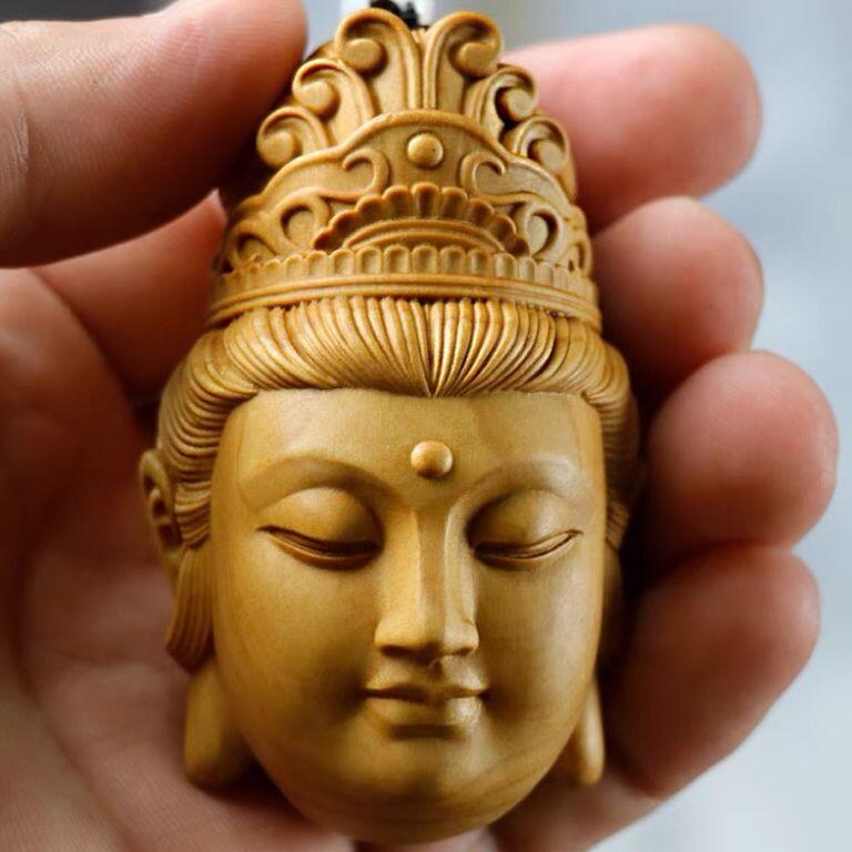 听雨轩 （十二）精品木雕 核雕 崖柏木雕观音手把件