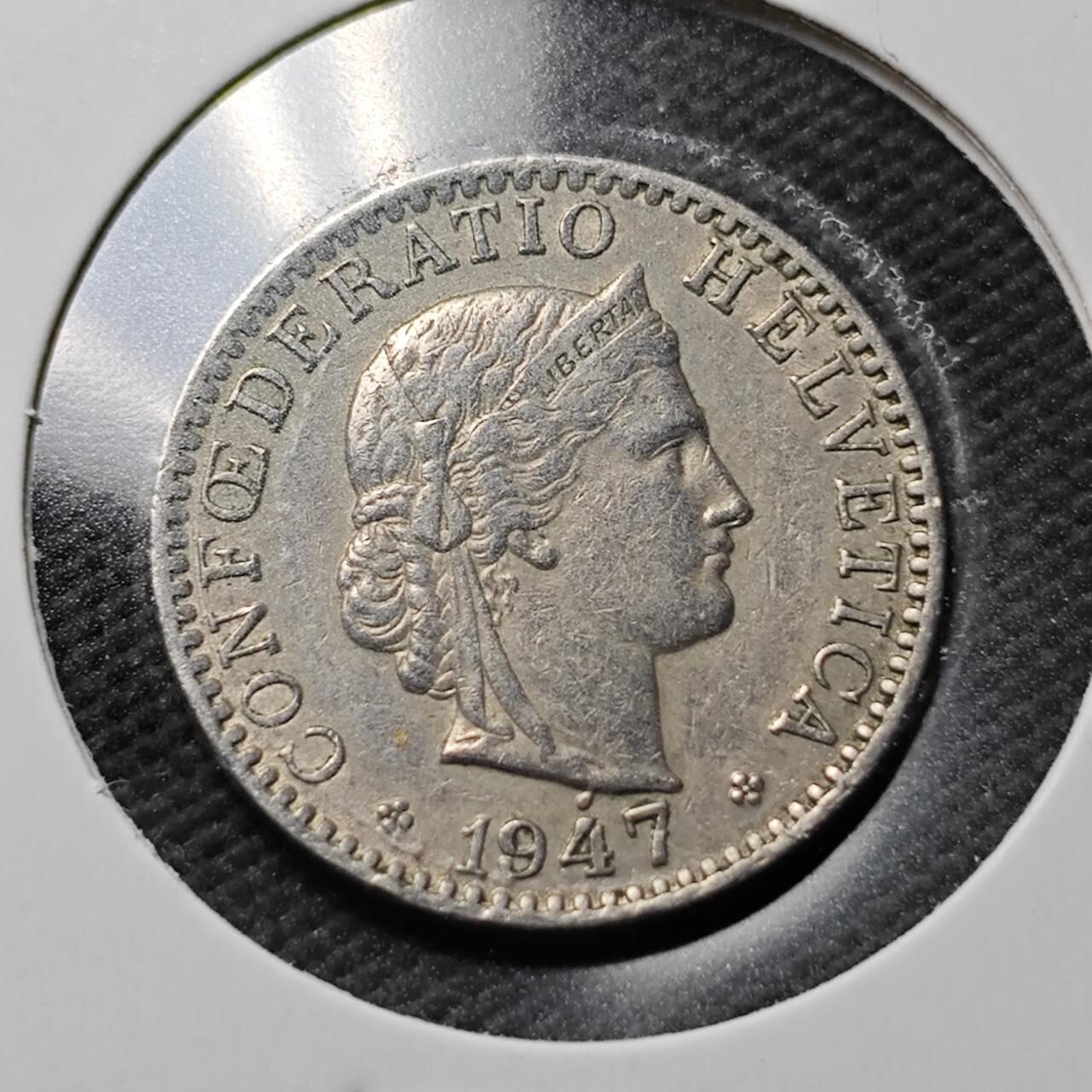 KK钱币收藏小铺  第360场  2月预留时间 周末发货 1947瑞士20分 