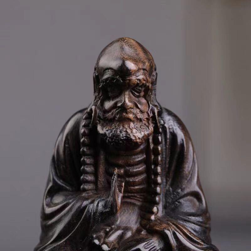 听雨轩 （十二）精品木雕 核雕 加里曼丹沉香木精工雕刻 达摩祖师摆件7-8cm