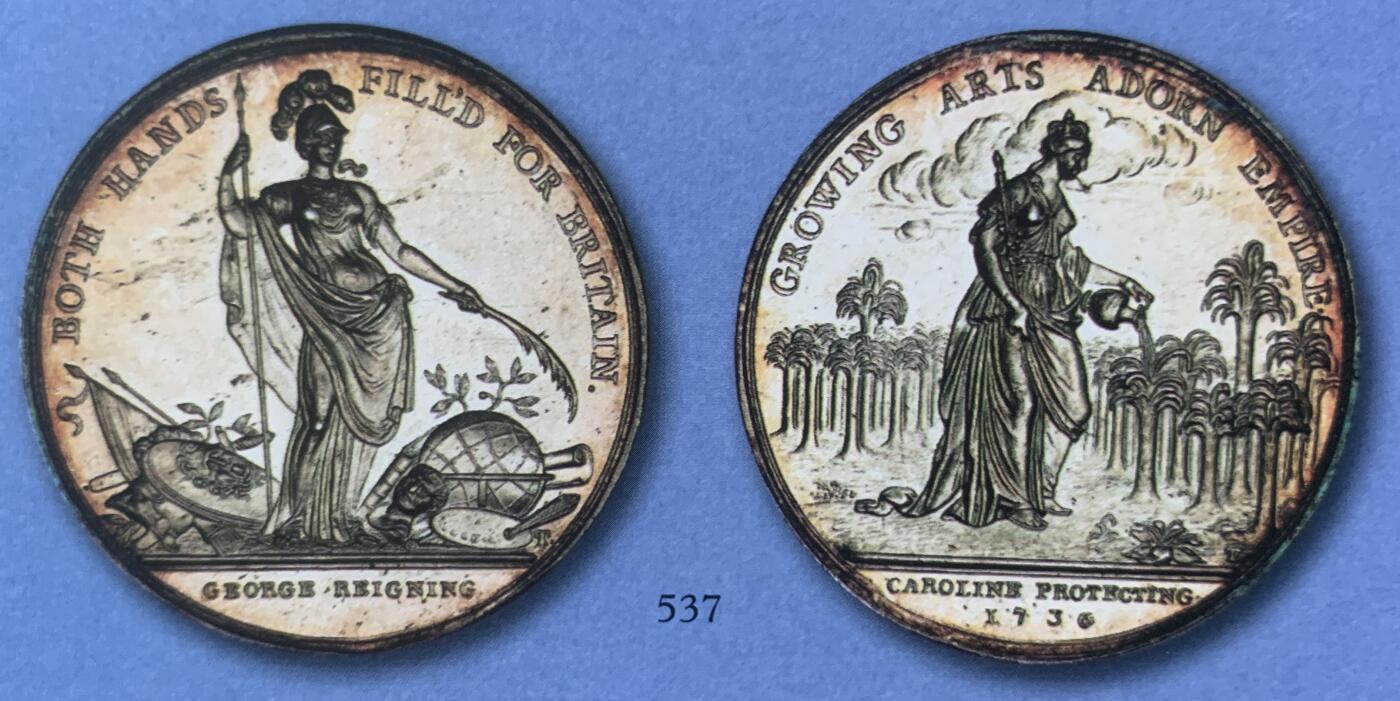 掌中浮雕-藏着的欧洲第039场 PCGS MS61 : 1736年英国乔治二世时期北美殖民地银章，39mm，Eimer-537