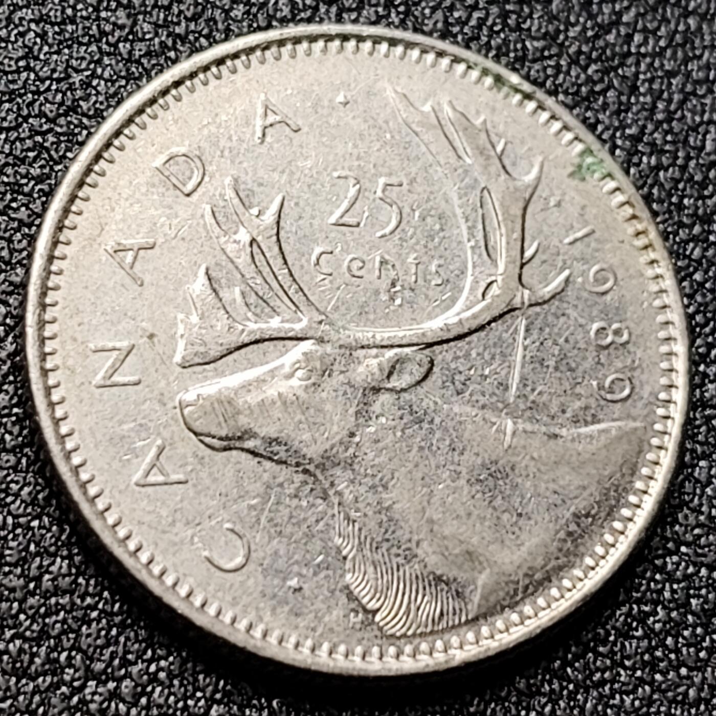 泉币菌-第119场-精品福利场 高币值 加拿大1989年1/4加拿大元 伊丽莎白二世 驯鹿 24mm 