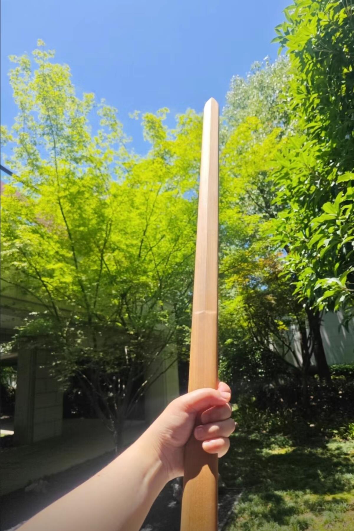 听雨轩（10） 名家名画中堂挂画（一） 重蚁木双手剑一体手工制作 实木太极棍剑 100*3.2*2.3cm