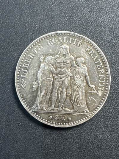 ❤️【币观天下】❤️ 第329期钱币拍卖- 2025.10.31周五晚上6点半场-长期征集拍品 - 法国5法郎大力神1876年银币