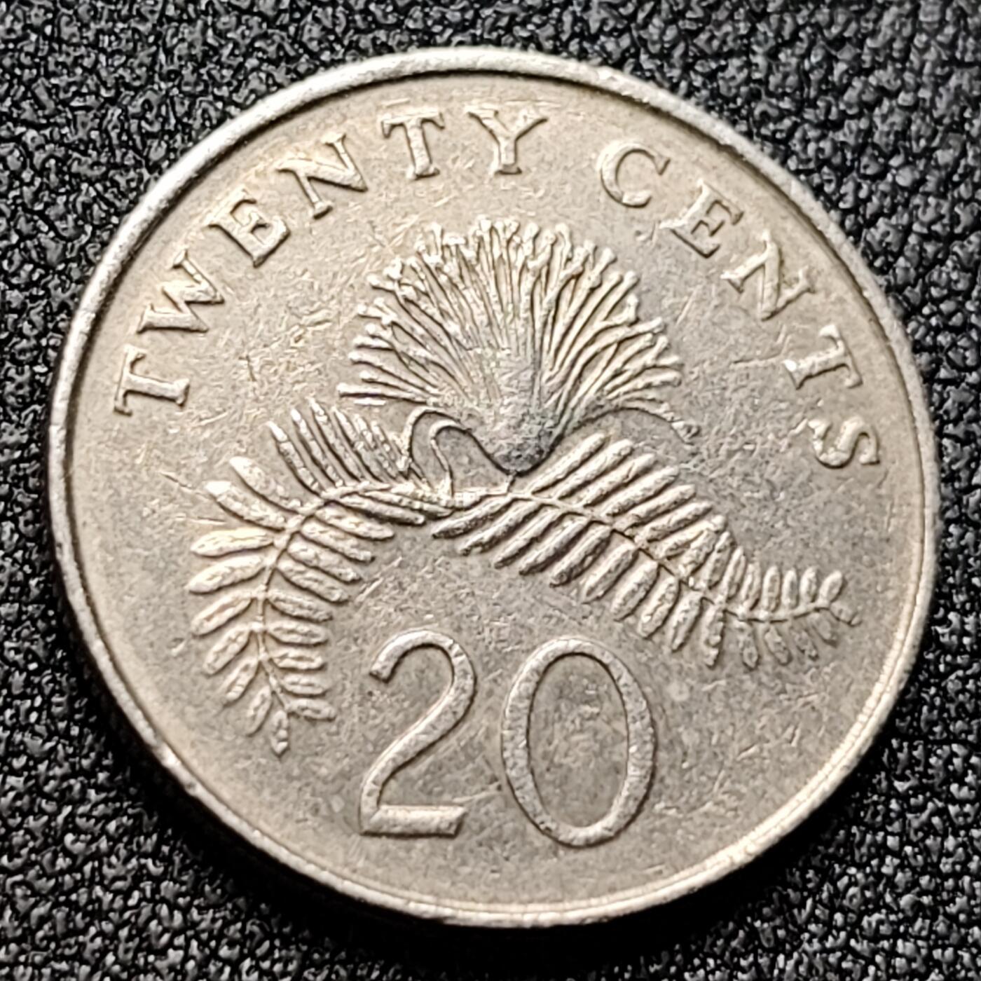 泉币菌-第119场-精品福利场 高币值 新加坡20分 绒球花 高盾徽版 直径21.36mm