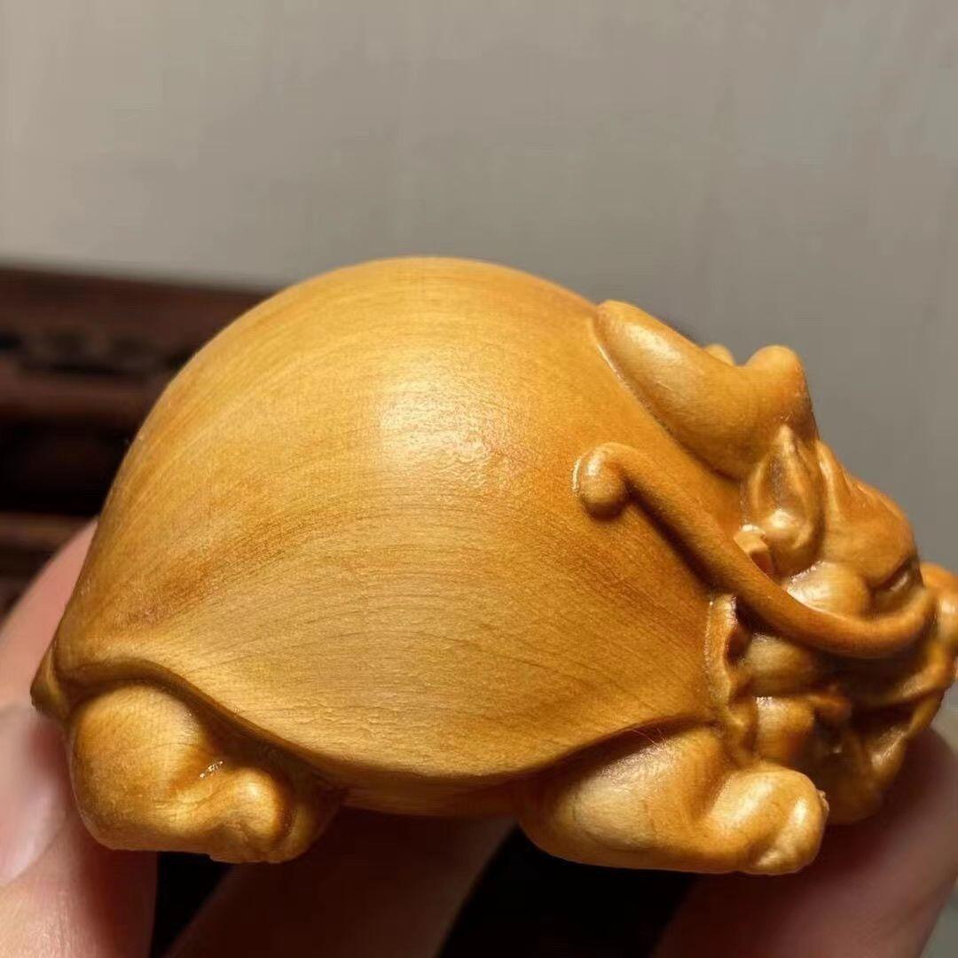 听雨轩 （十二）精品木雕 核雕 崖柏木雕龙龟手把件