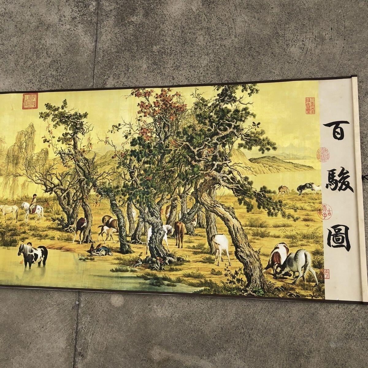 听雨轩（10） 名家名画中堂挂画（一） 长卷画 郎世宁百骏图