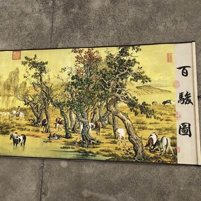 听雨轩（10） 名家名画中堂挂画（一） - 长卷画 郎世宁百骏图
