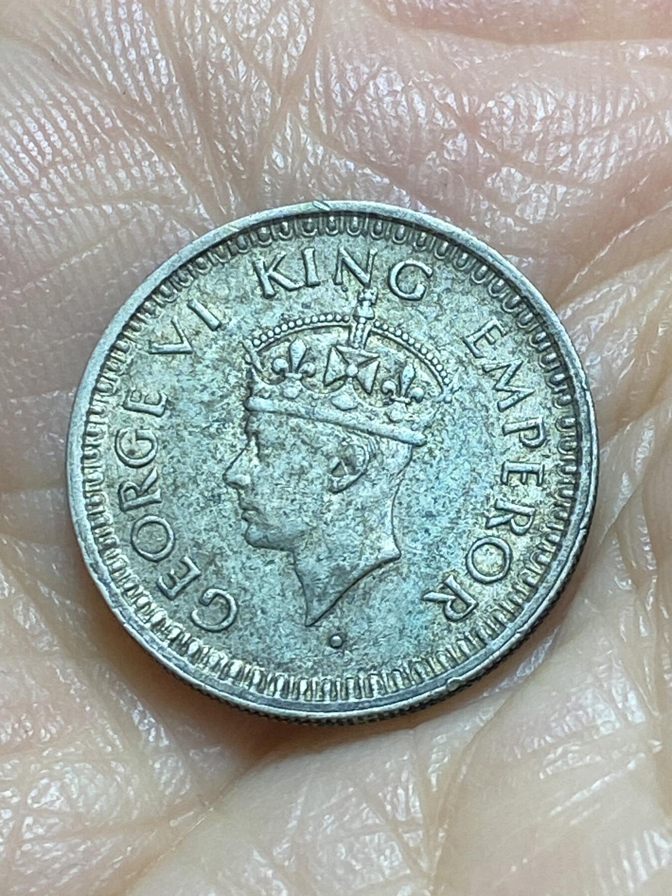 2025年第一百一十九场(总第一百四十五场）外国好品散币(免佣金) 好品–英属印度1945年1/4卢比银币(乔治六世第五版关门年，500银)