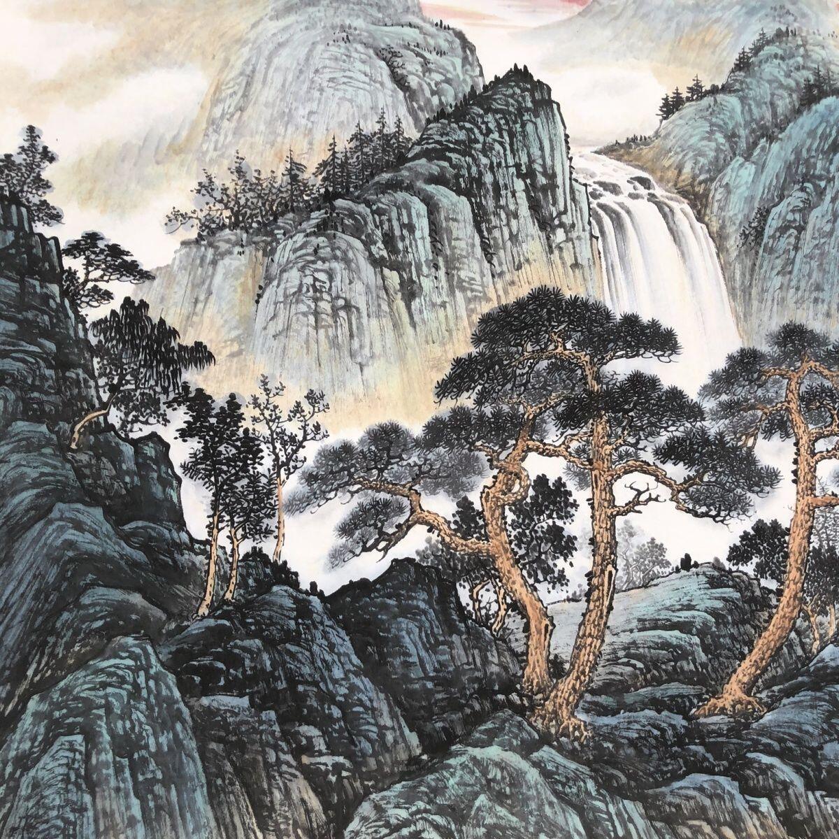 听雨轩（10） 名家名画中堂挂画（一） 张大千 万里江山图长卷画
