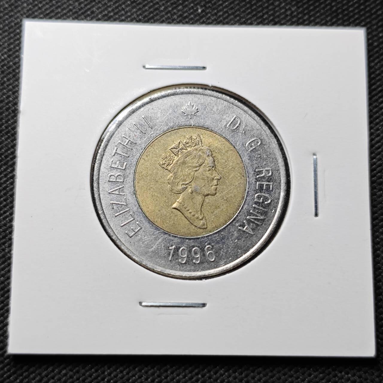 KK钱币收藏小铺  第360场  2月预留时间 周末发货 1996加拿大2元 