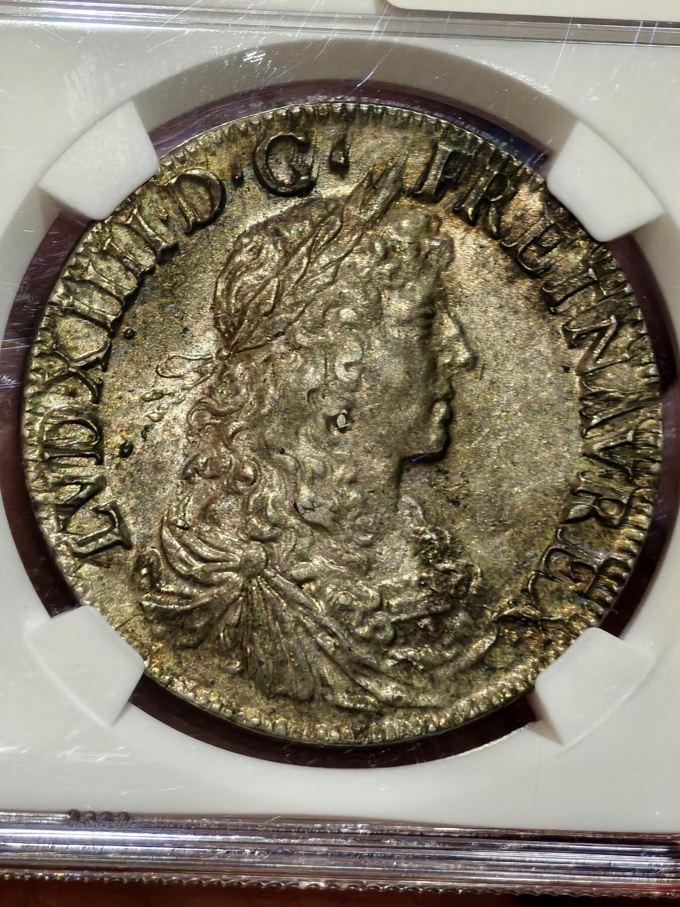 NGC-AU58法国1663年太阳王路易十四埃居银币