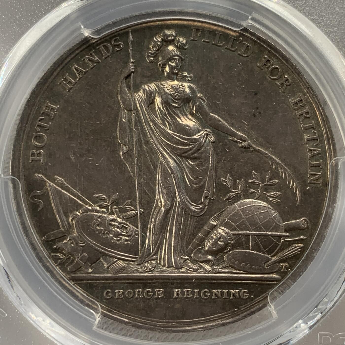 掌中浮雕-藏着的欧洲第039场 PCGS MS61 : 1736年英国乔治二世时期北美殖民地银章，39mm，Eimer-537