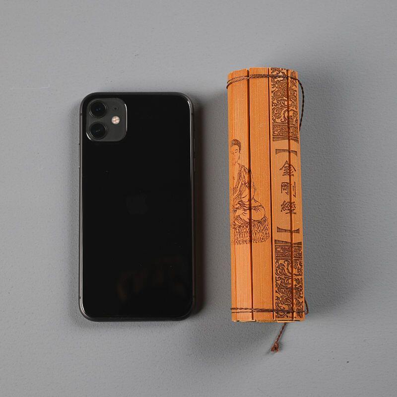 听雨轩（11）古代竹简书卷轴专场 古代竹简书卷轴 金钢经  39*16cm
