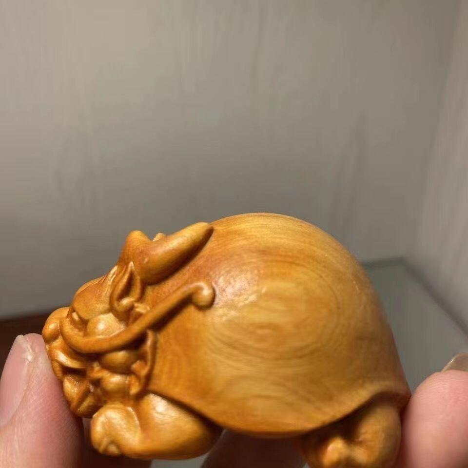 听雨轩 （十二）精品木雕 核雕 崖柏木雕龙龟手把件