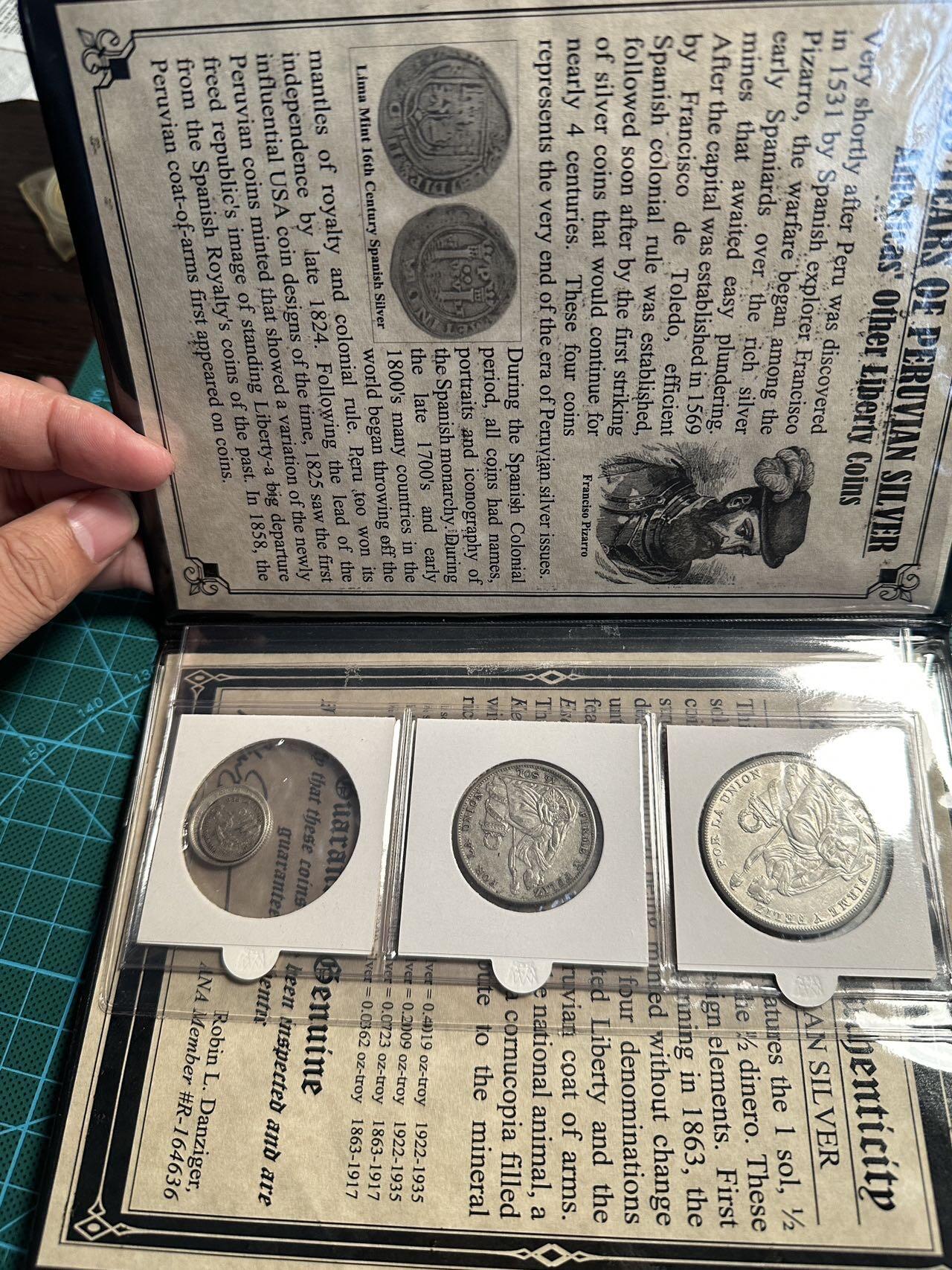 蒂克钱币-第54场 外国精品套币 银币专场 秘鲁 册装 银币一组4枚 品相如图 2枚小面值3.75g 90%银，大面2枚 37.5g 50%银