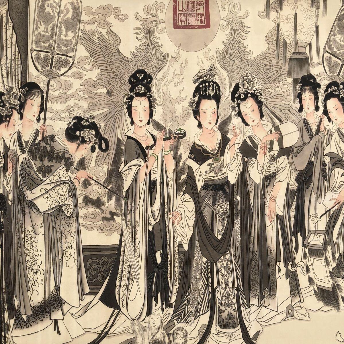 听雨轩（10） 名家名画中堂挂画（一） 唐寅 贵妃夜宴图 