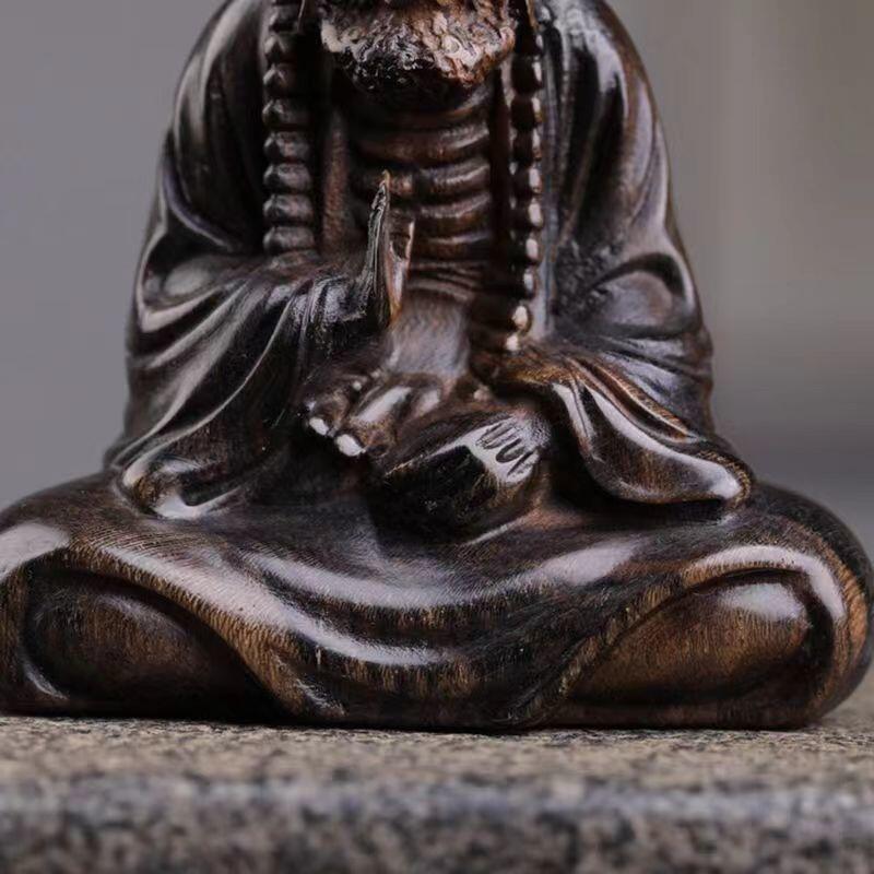 听雨轩 （十二）精品木雕 核雕 加里曼丹沉香木精工雕刻 达摩祖师摆件7-8cm