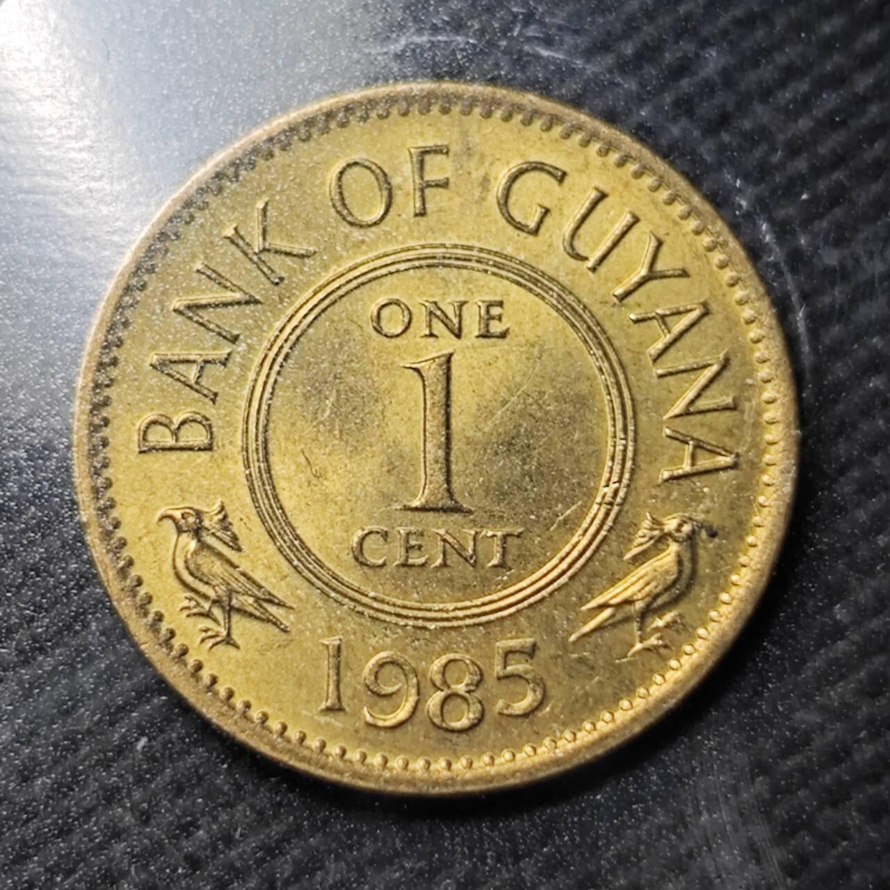 KK钱币收藏小铺  第360场  2月预留时间 周末发货 1985圭亚那1分铜币 好品 