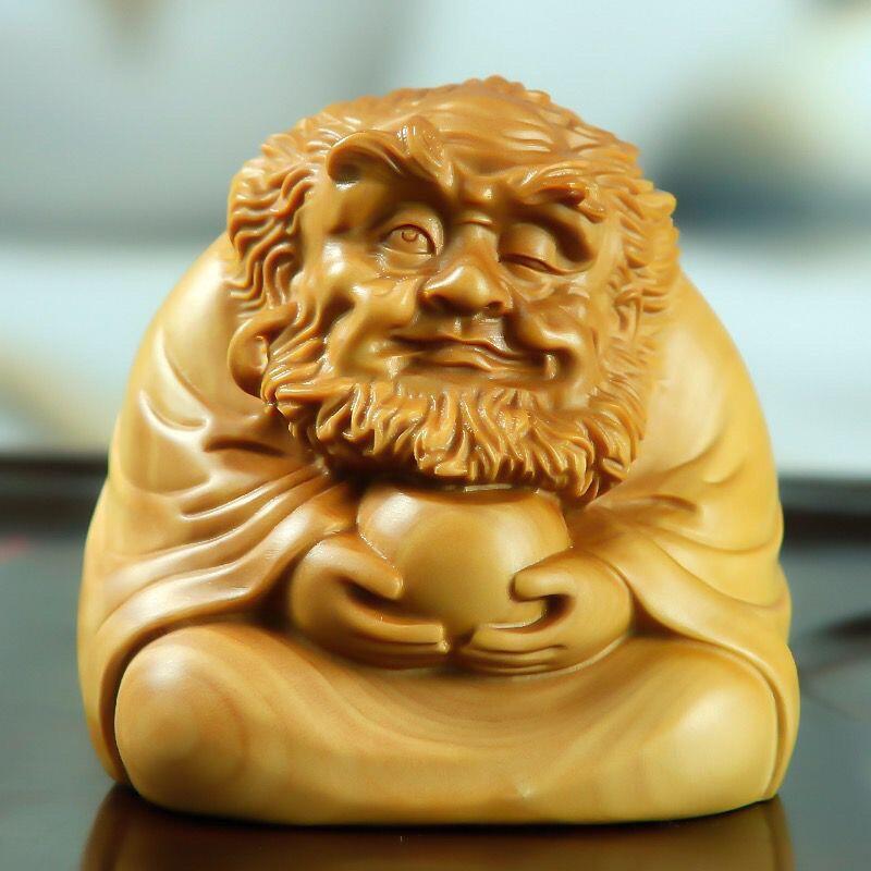 听雨轩 （十二）精品木雕 核雕 黄杨木实木雕刻 达摩禅师 5*5.5*5.6