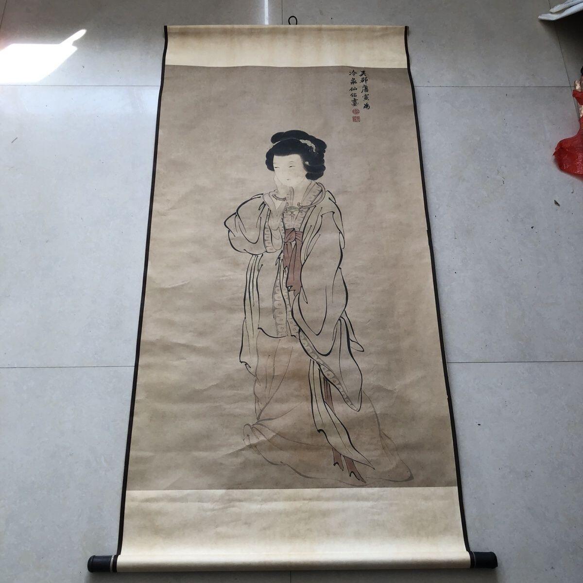 听雨轩（10） 名家名画中堂挂画（一） 唐伯虎人物画 美人春思图
